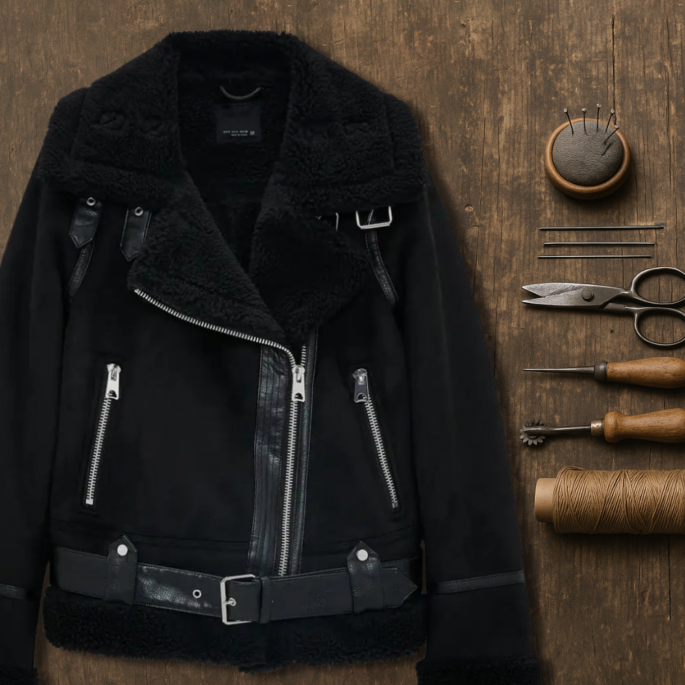 SPRYKA | Shearling-Lederjacke im Aviator-Stil