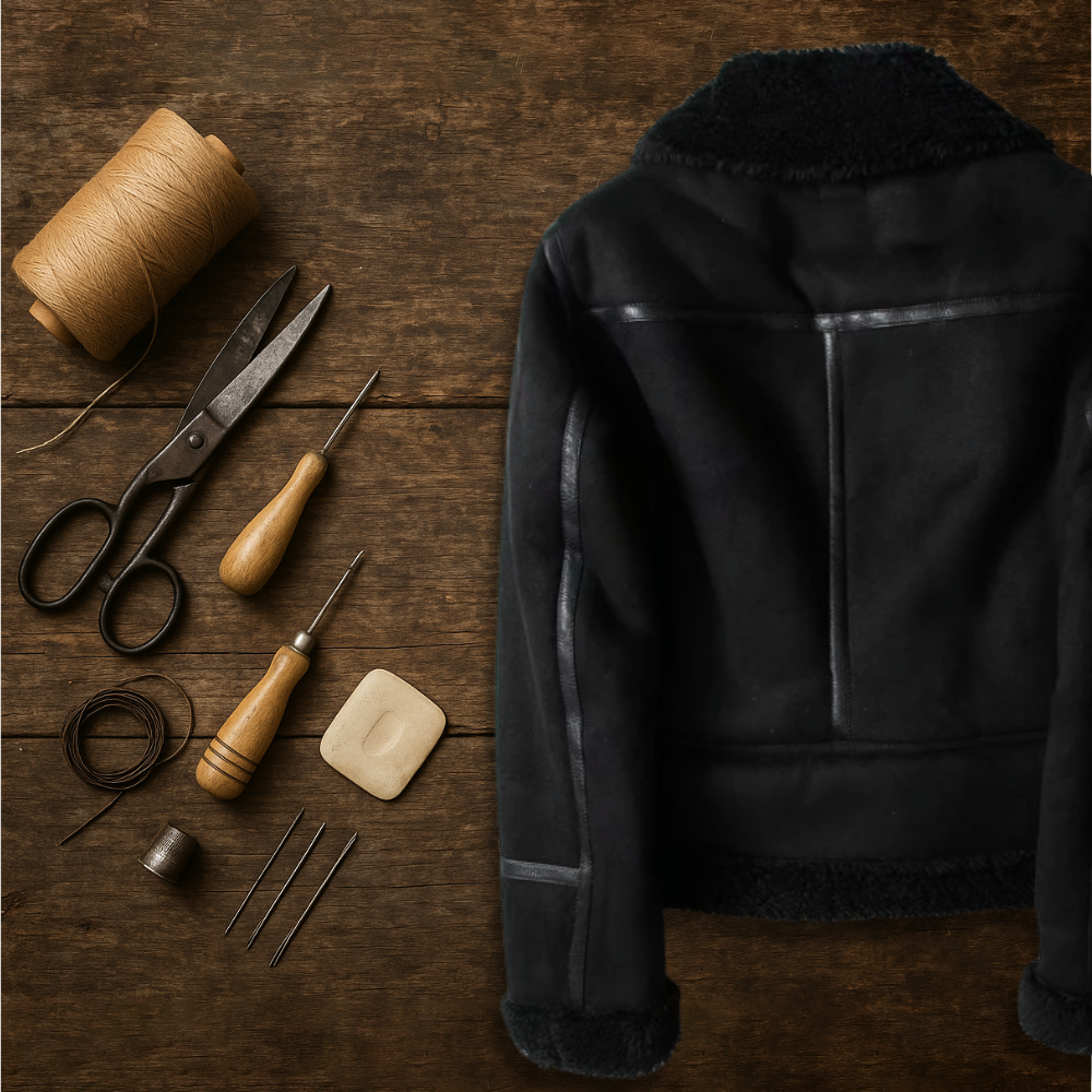 SPRYKA | Shearling-Lederjacke im Aviator-Stil