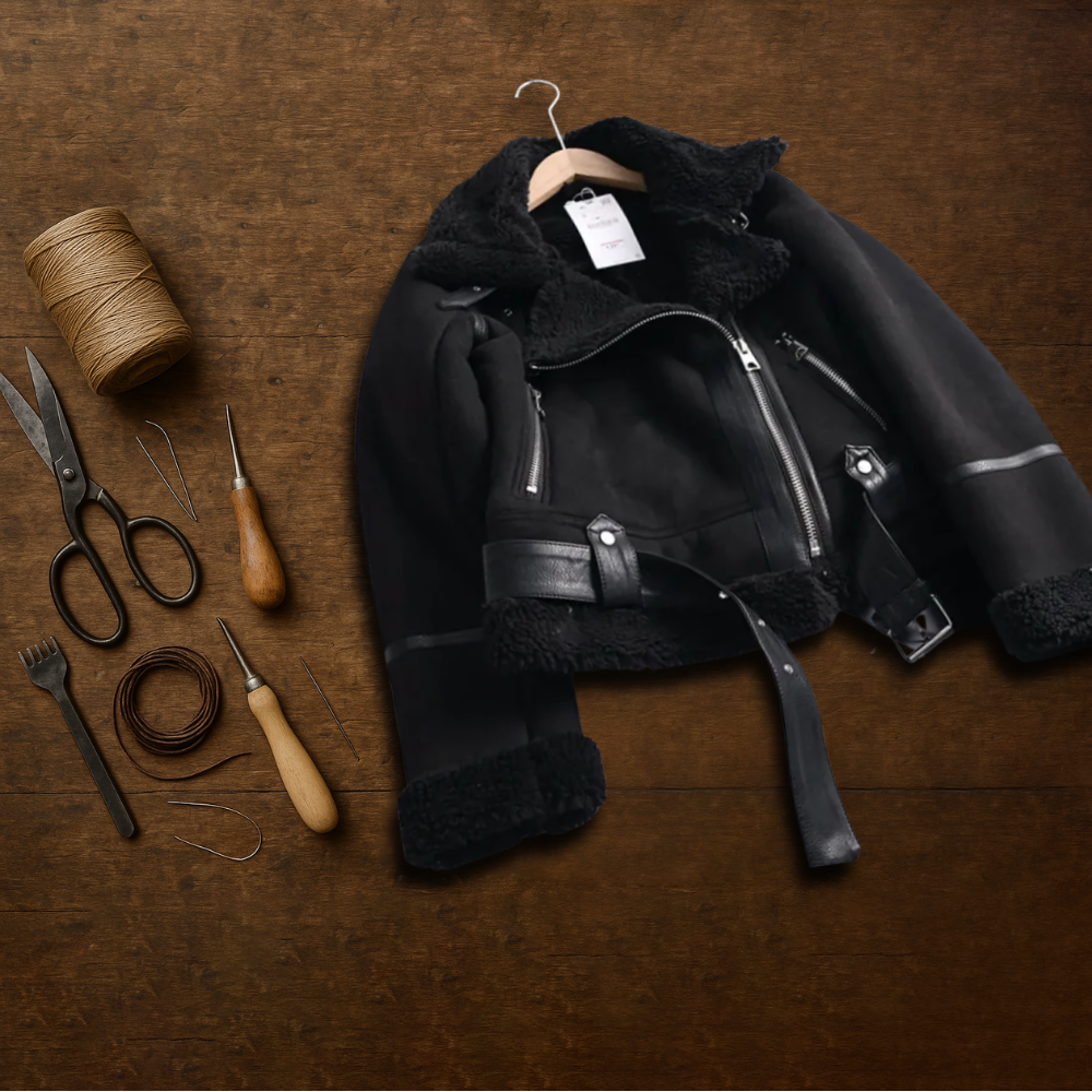 SPRYKA | Shearling-Lederjacke im Aviator-Stil