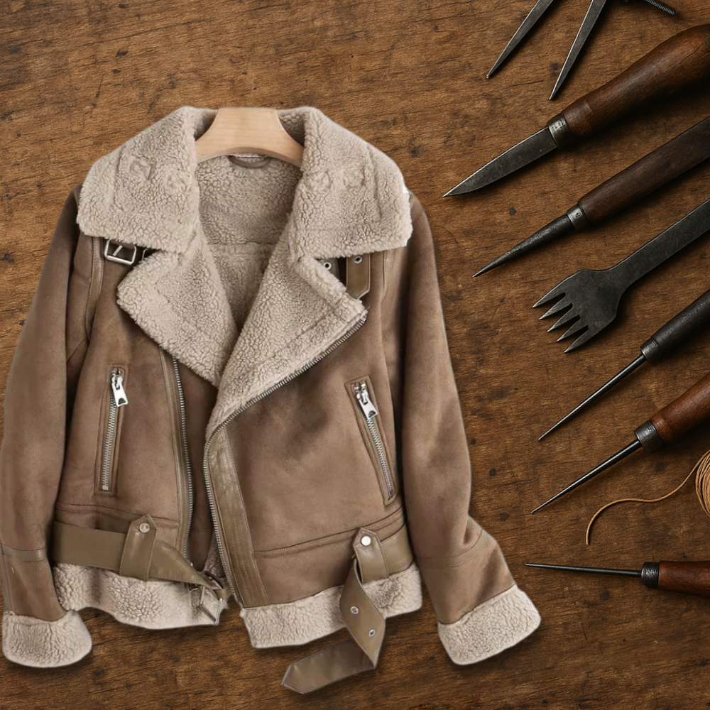 SPRYKA | Shearling-Lederjacke im Aviator-Stil