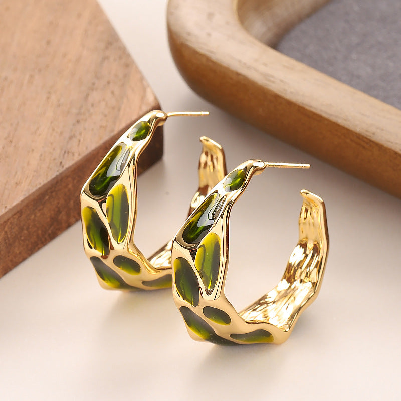 Colorful Enamel Hoop Earrings