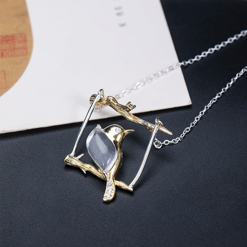 Elegant Bird Moonstone Necklace