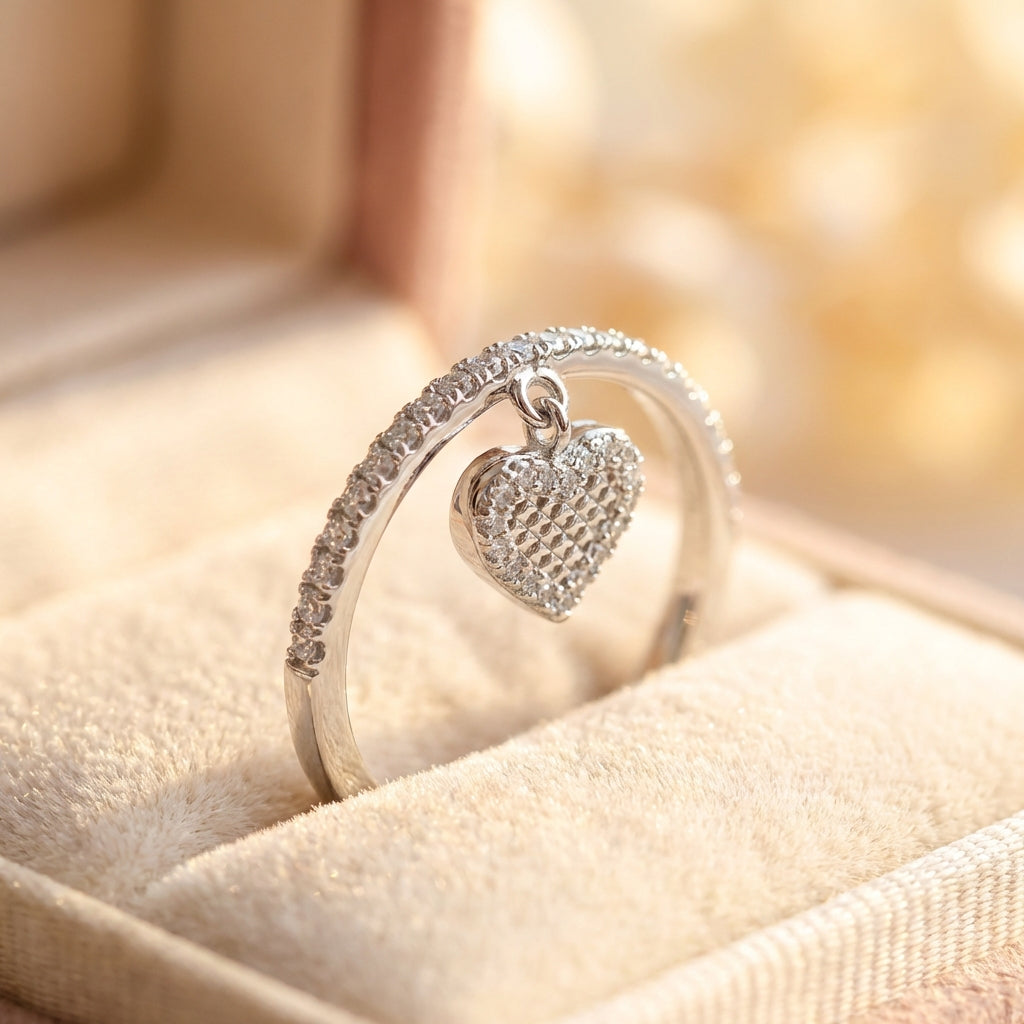 Elegant Crystal Heart Ring