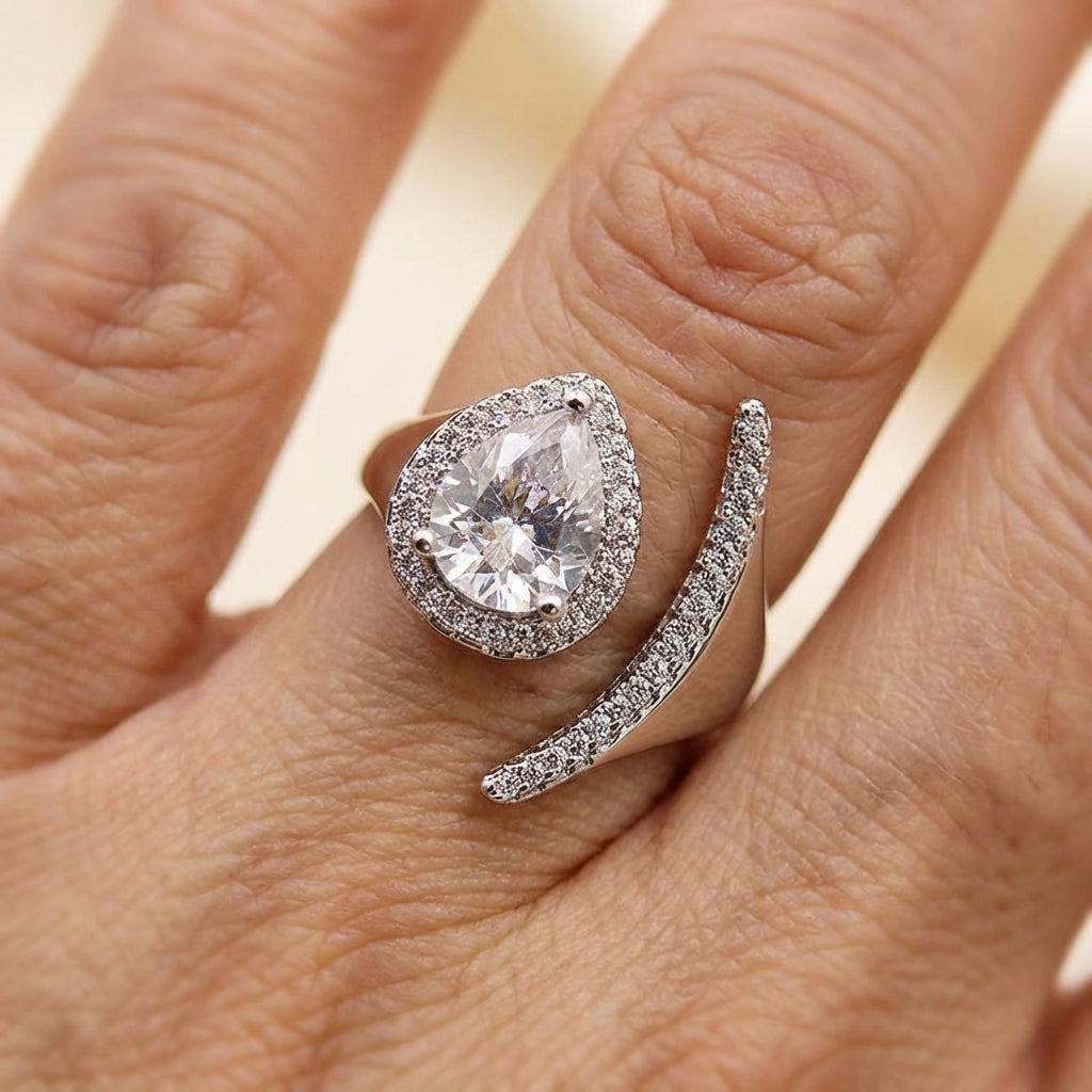 Crystal Teardrop Ring