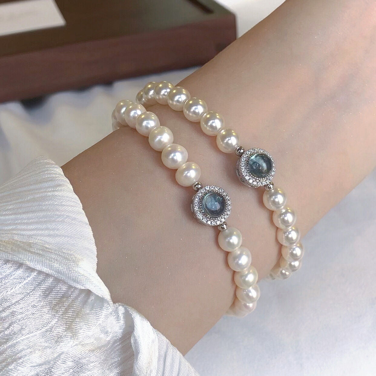 Elegant Pearl Blue Topaz