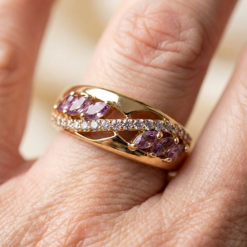 Purple Cubic Zirconia Ring