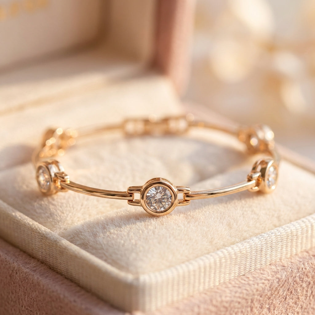 Elegant Bracelet With Zirconias In Gold