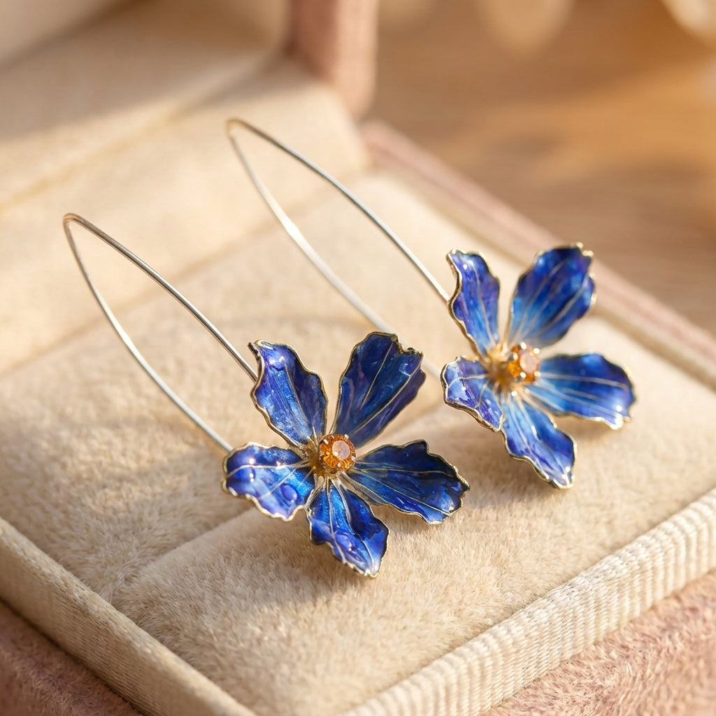 Vintage Blue Flower Earrings