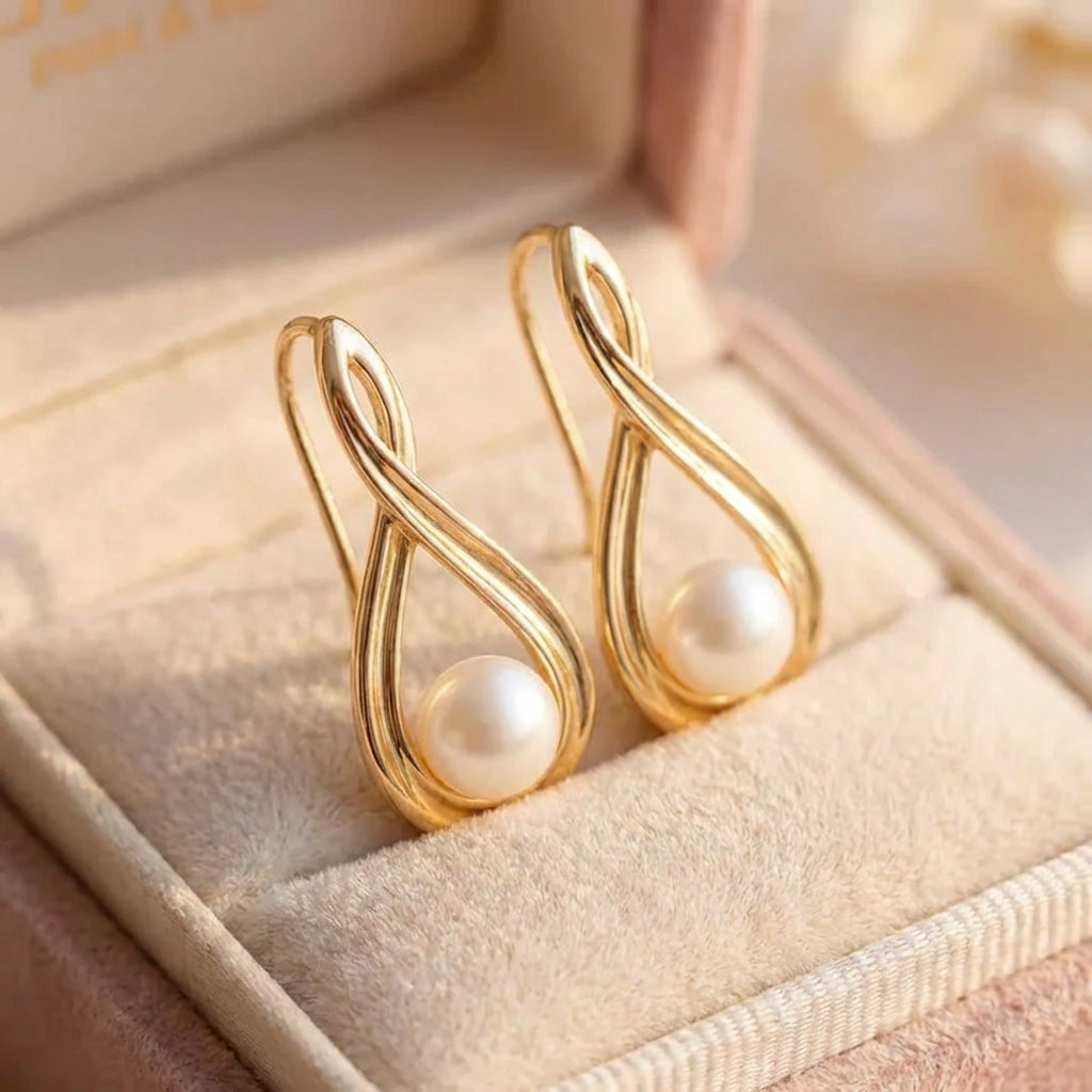 Elegant Pearl Gold Earrings