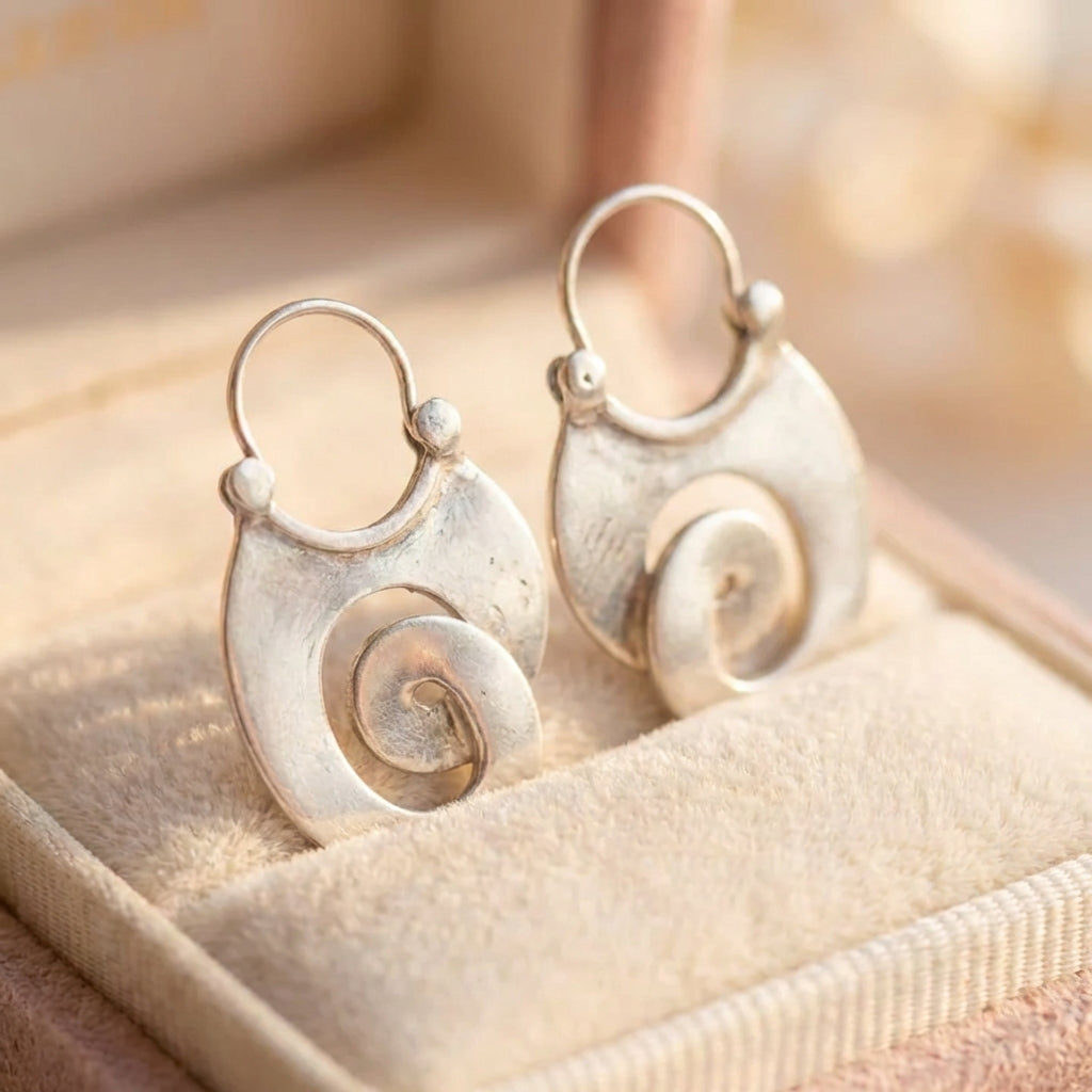 Vintage Irregular Form Silver Earrings