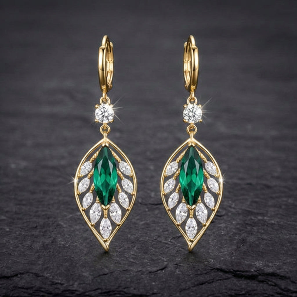 Elegant Temperament Leaf Drop Gold Earrings