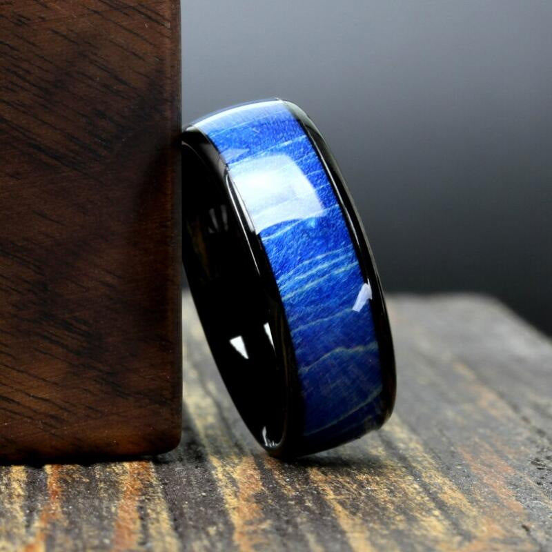 Modern Blue Striped Ring