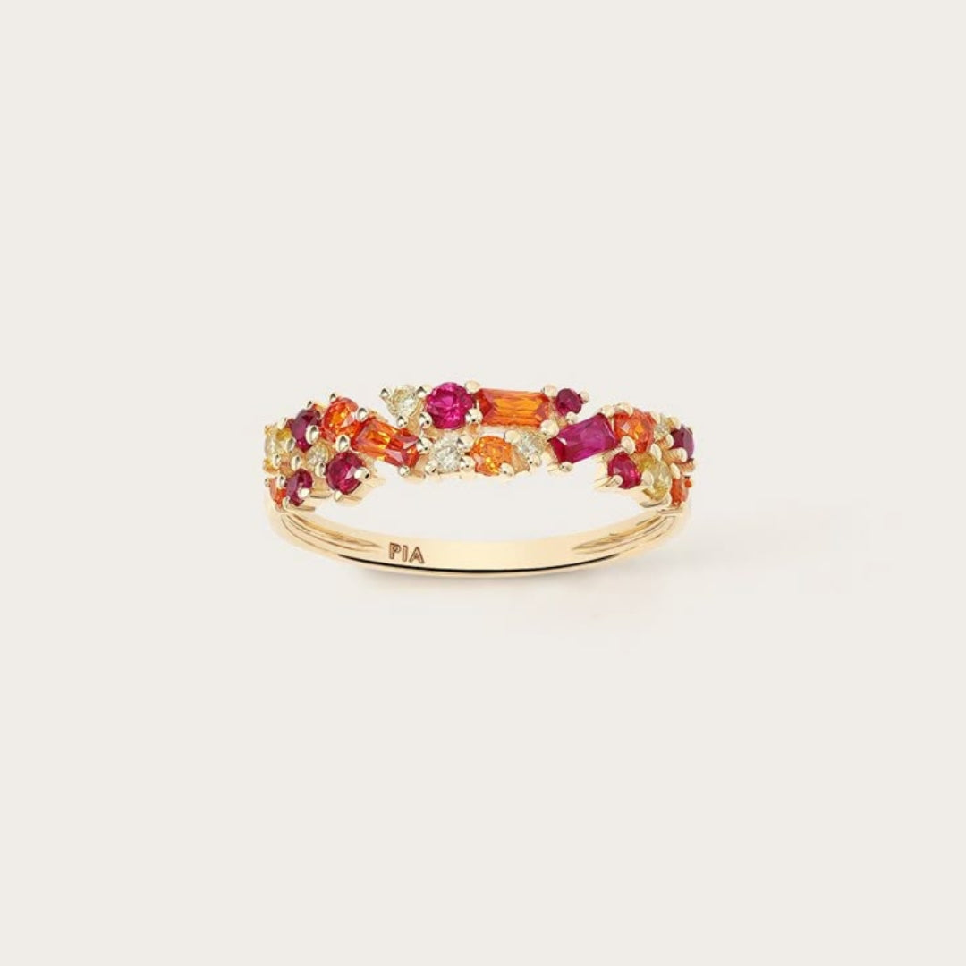 Red Inlaid Crystalline Ring