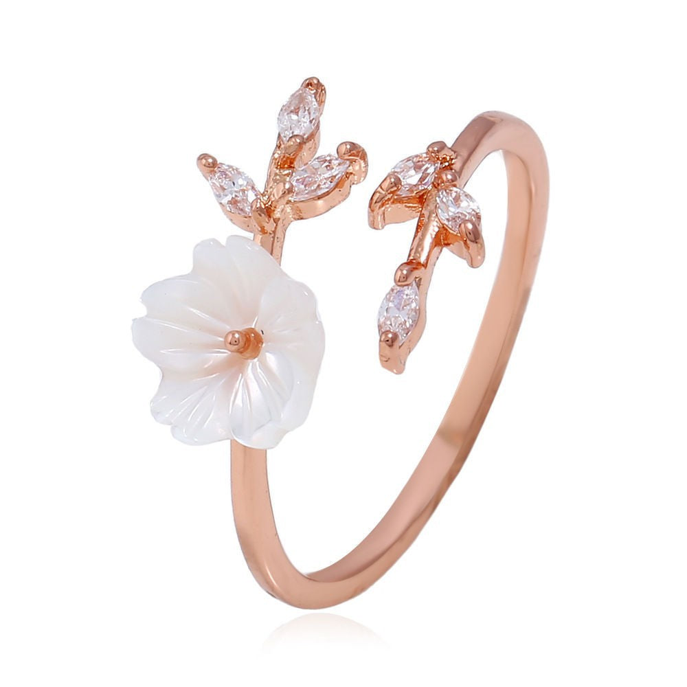 Romantic Jade Flower Ring