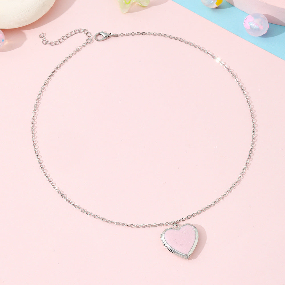 Romantic Pink Heart Necklace