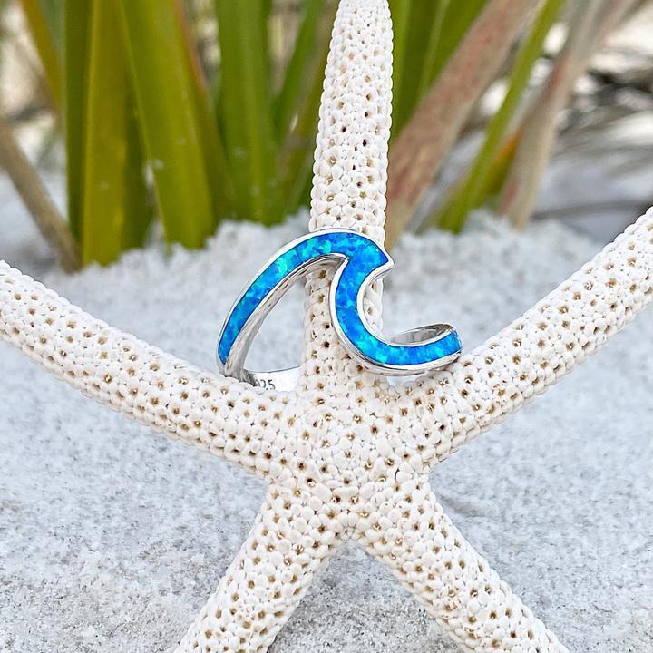 Sea Wave Ring In Opal And Silver Sustainable Ocean Inspired