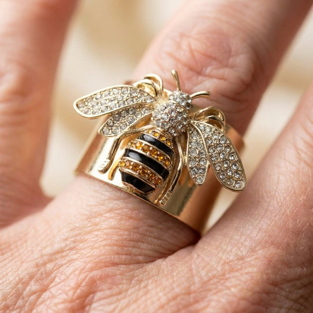 Statement Crystal Bee Ring