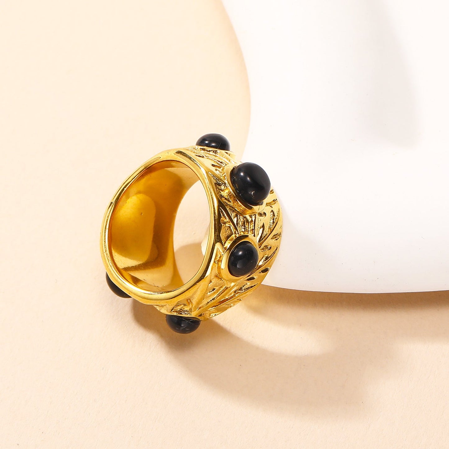 Statement Gold Onyx Ring