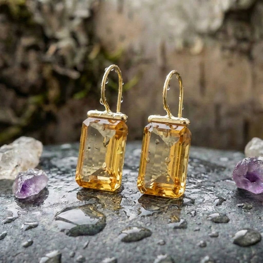Vintage Citrine Dangle Earrings