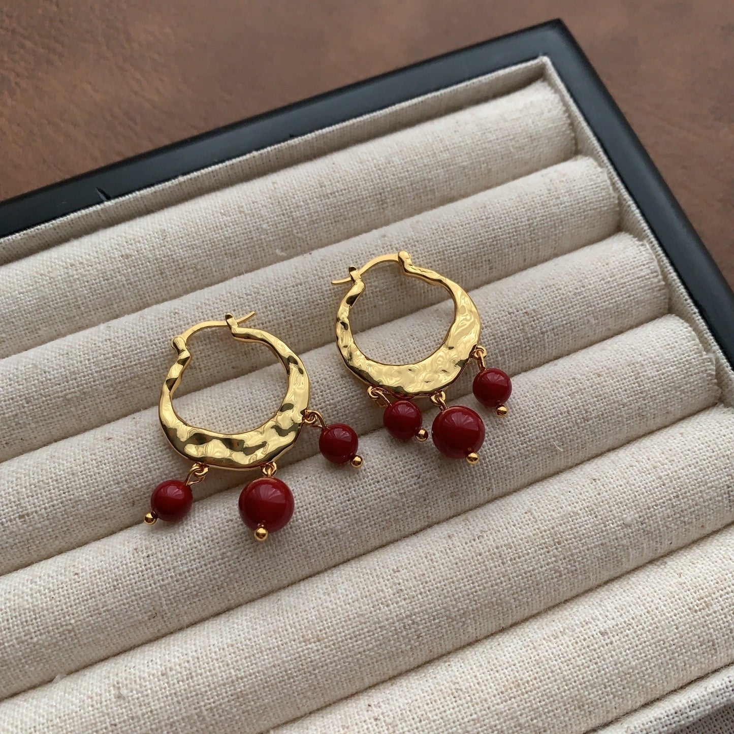 Vintage Garnet Hoop Earrings