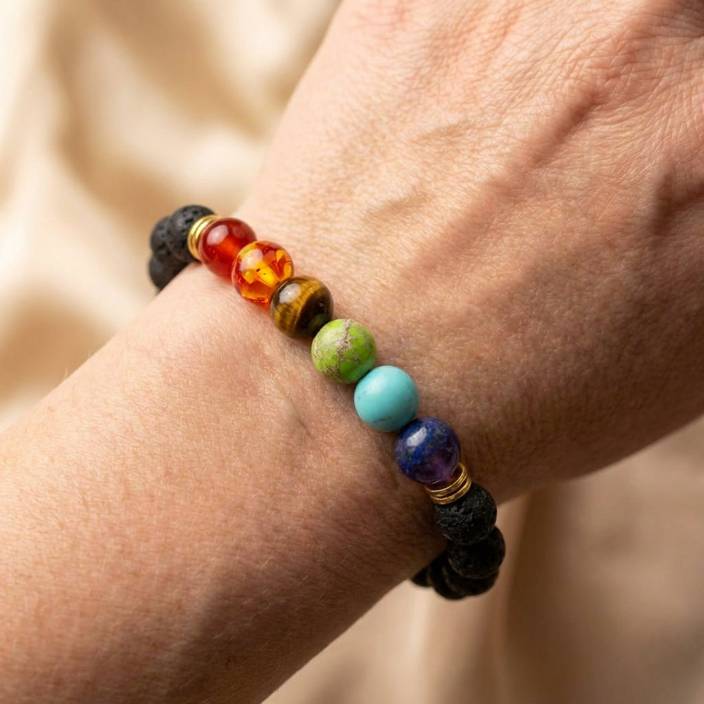 Lava Stone Chakra Bracelet