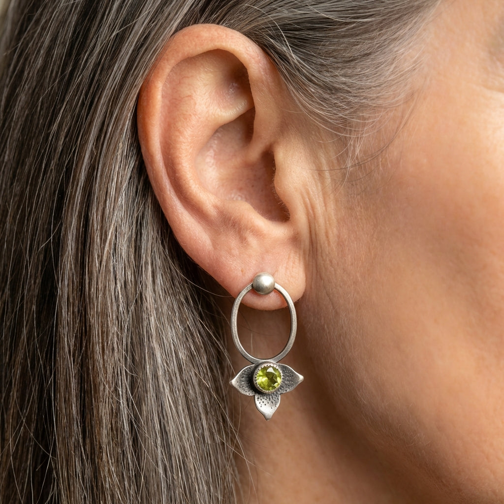 Peridot Flower Earrings