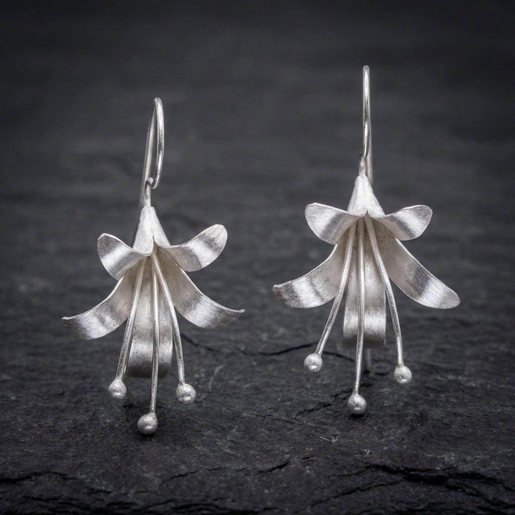 Vintage Silver Open Lotus Earrings