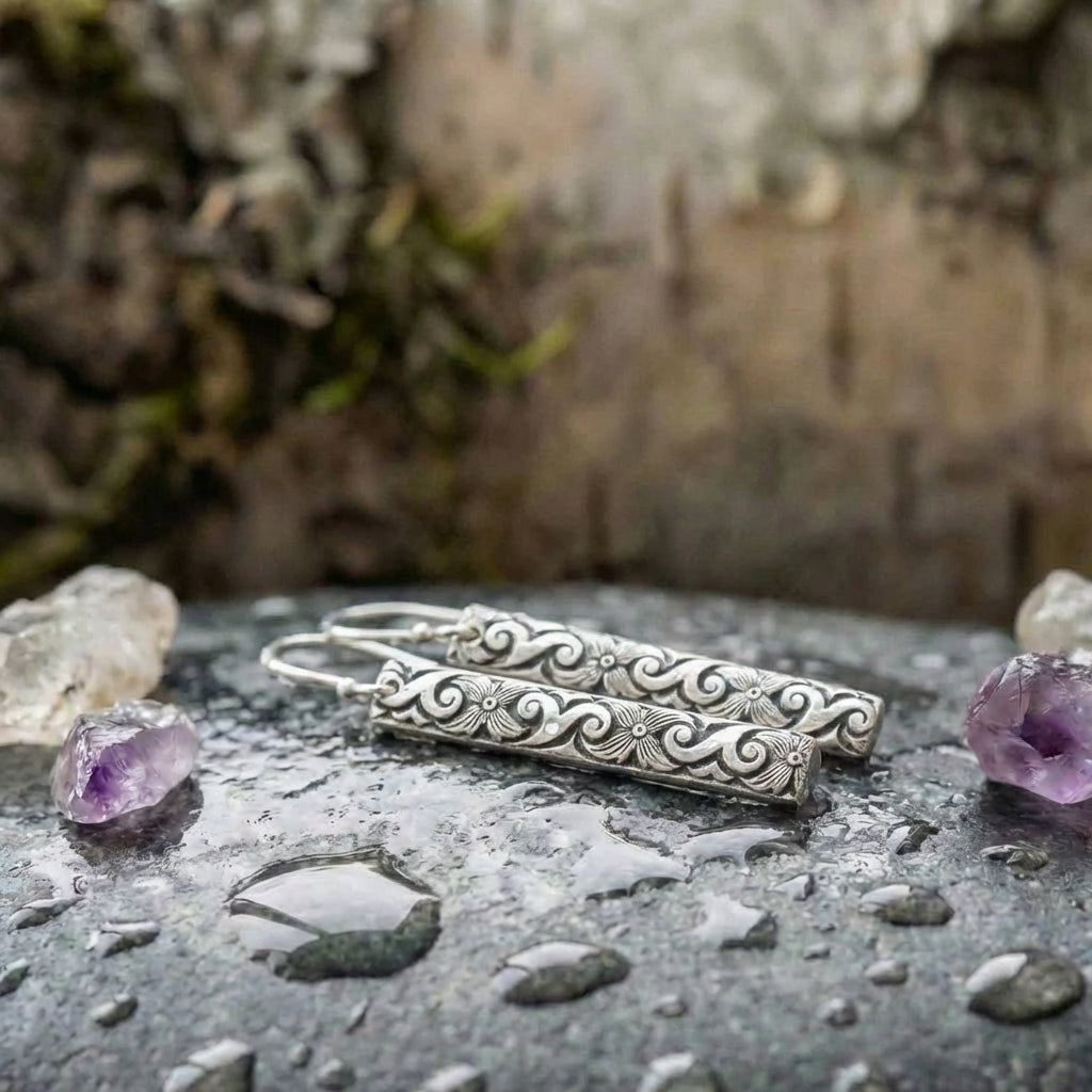 Vintage Silver Scroll Earrings