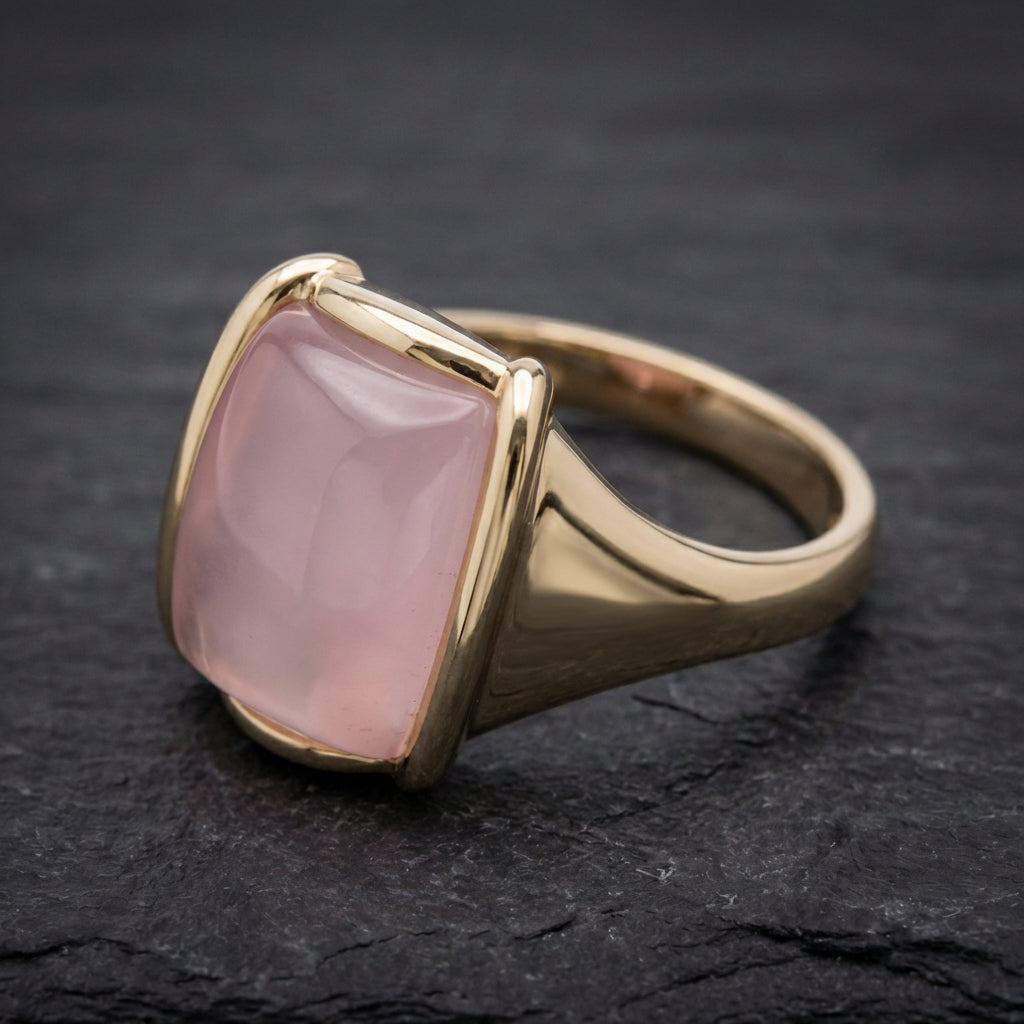 Vintage Square Pink Golden Ring