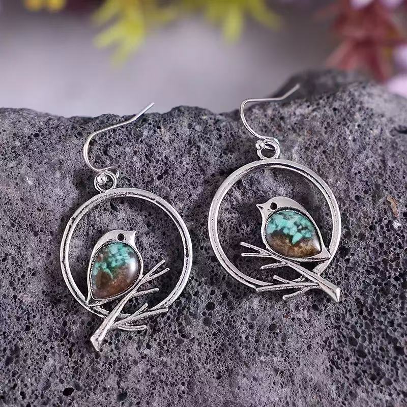 Vintage Turquoise Bird Earrings