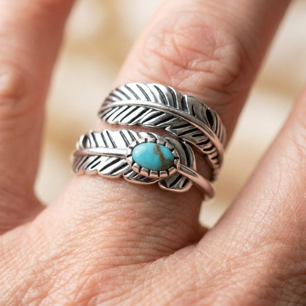 Turquoise Feather Ring