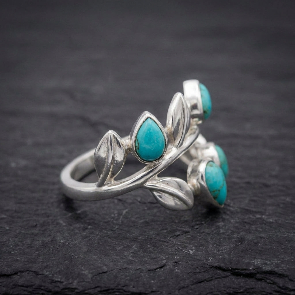 Vintage Turquoise Leaf Ring