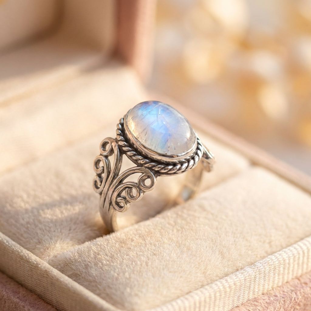 Vintage White Stone Silver Ring