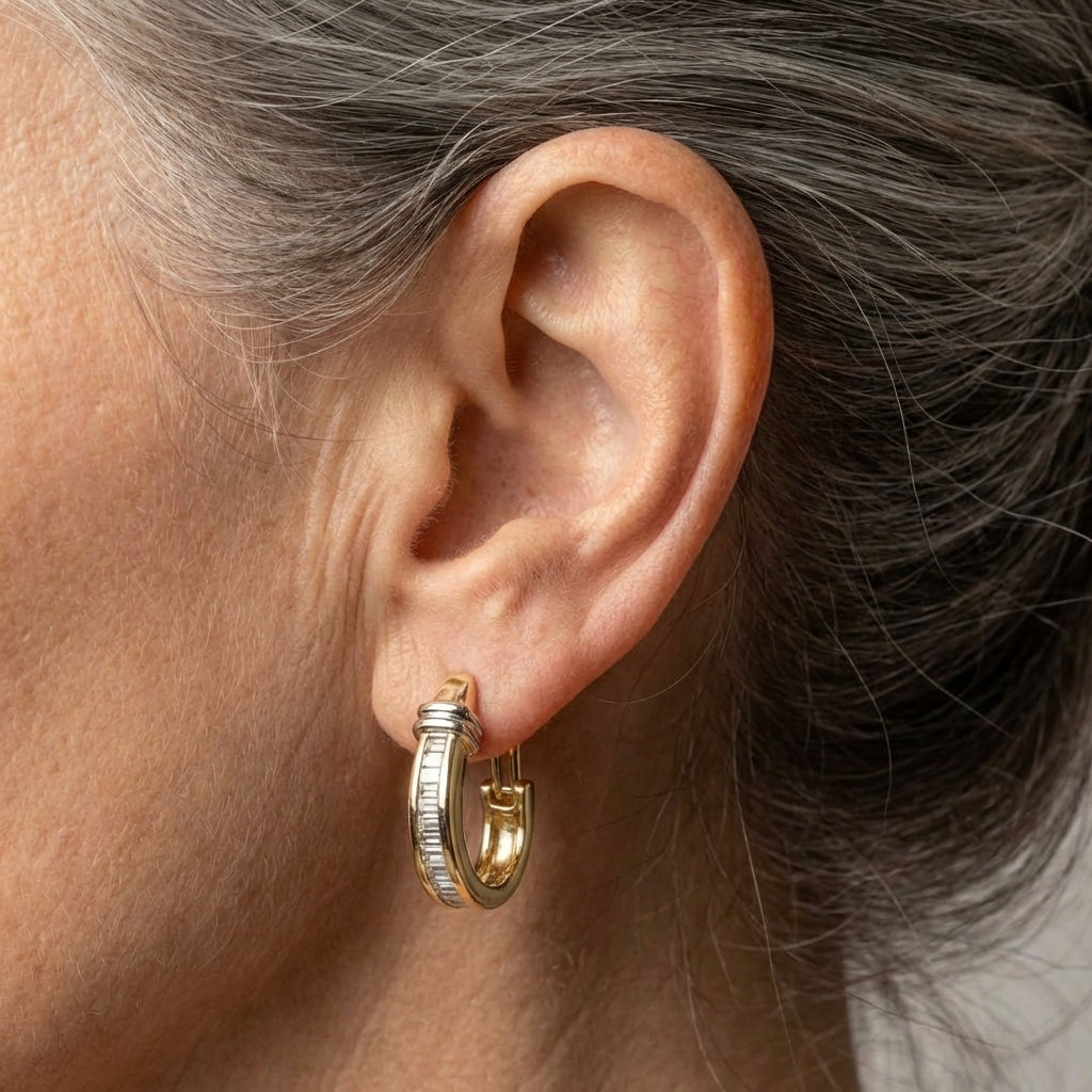 A Gold and Diamond Earring Set