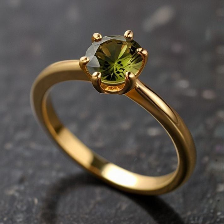 Crystal Olive Exotic Gold Ring