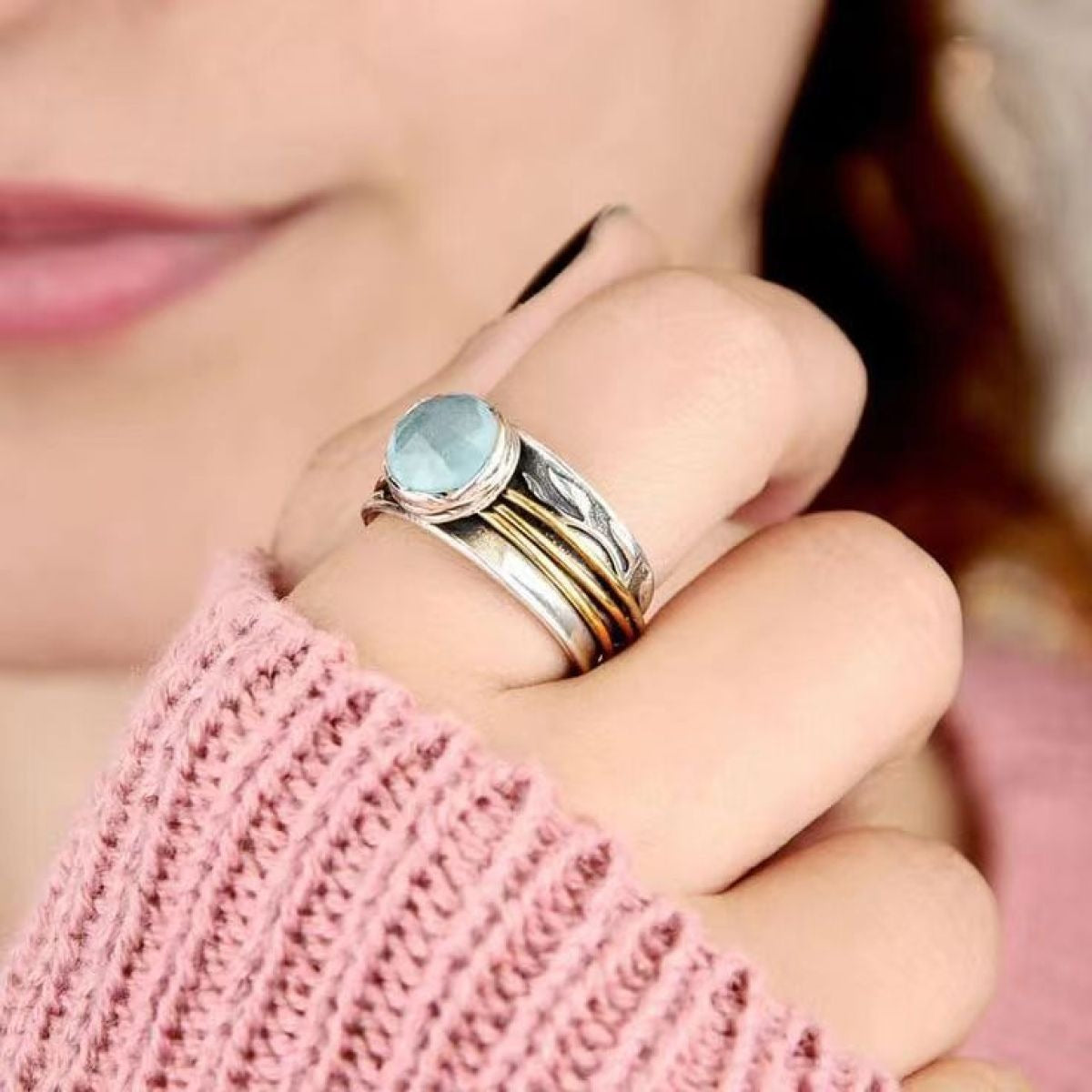 Vintage The Meditation Ring With Gold Bands
