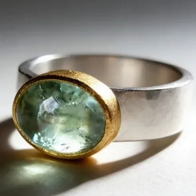Vintage Green Stone Minimalist Ring