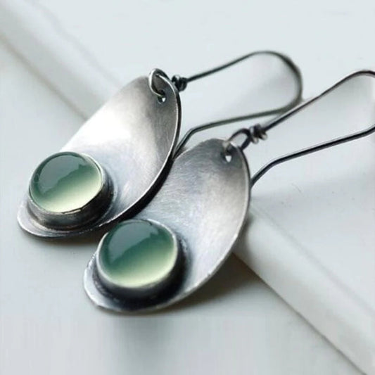 Green Inlaid Crystal Earrings