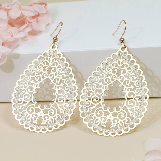 Golden Mandala Drop Earrings