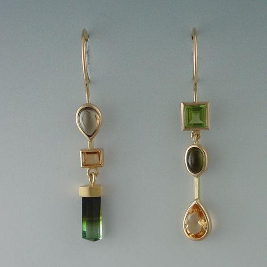 Dangling Green & Orange Earrings