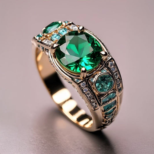 Emerald Crown Statement Ring
