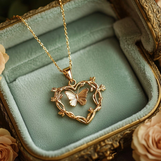 Exotic Love Heart Butterfly Necklace