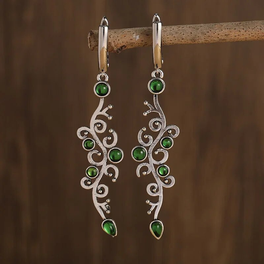 Green Zirconia Silver Earrings