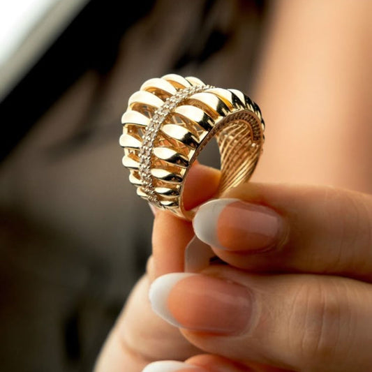 Radiant Pavé Gold Band Ring