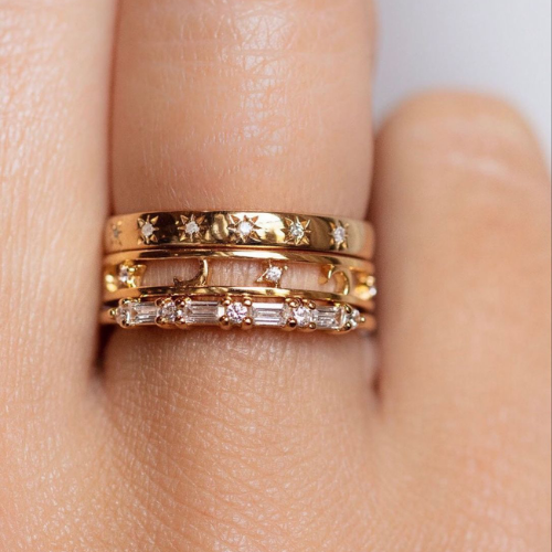 Golden Constellation Stacking Ring Set