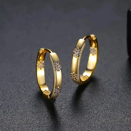 Hoop Earrings With Golden Flower