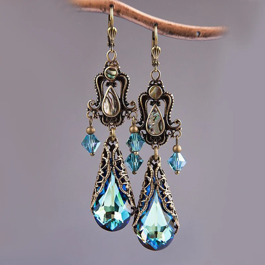 Dangling Blue Crystal Earrings