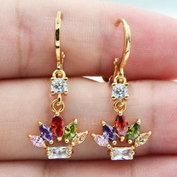Colorful Lotus Glass Earrings