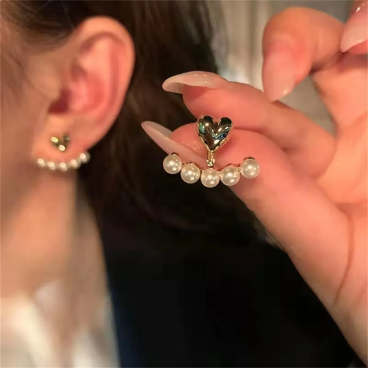 Green Heart Pearl Earrings