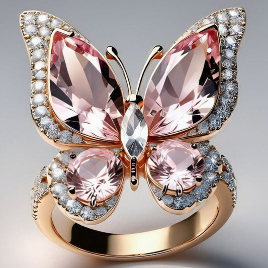 Rose Butterfly Statement Ring